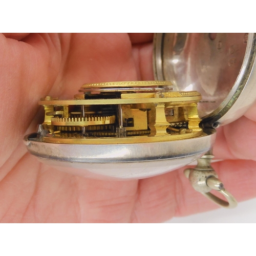 689 - A SILVER PAIR CASED POCKET WATCH