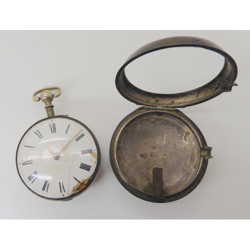 689 - A SILVER PAIR CASED POCKET WATCH