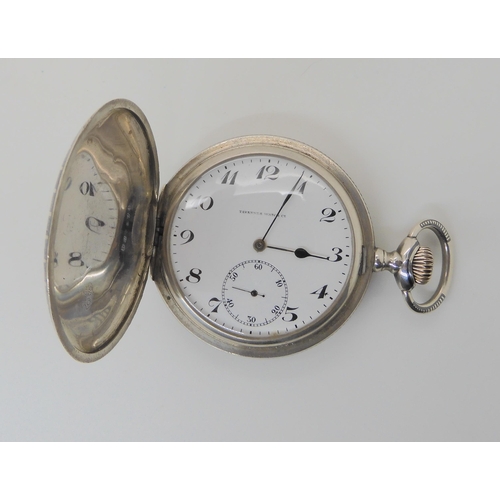 690 - A CONTINENTAL SILVER AND NIELLO CASED FULL HUNTER POCKET WATCH