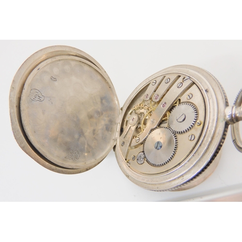 690 - A CONTINENTAL SILVER AND NIELLO CASED FULL HUNTER POCKET WATCH