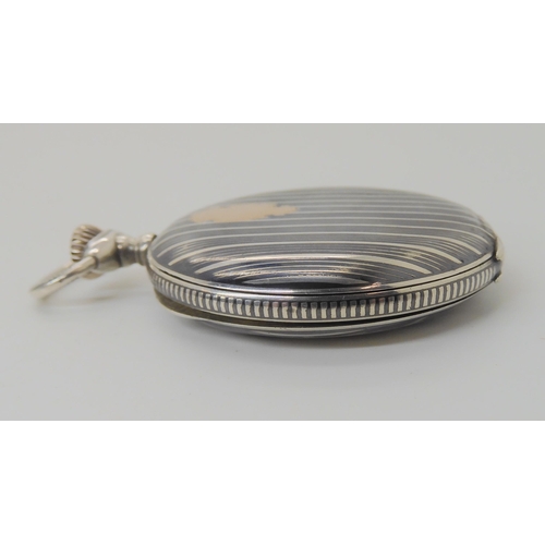 690 - A CONTINENTAL SILVER AND NIELLO CASED FULL HUNTER POCKET WATCH