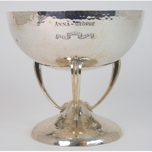 701 - AN ARTS AND CRAFT HAMMERED SILVER BOWL BY JAMES WEIR