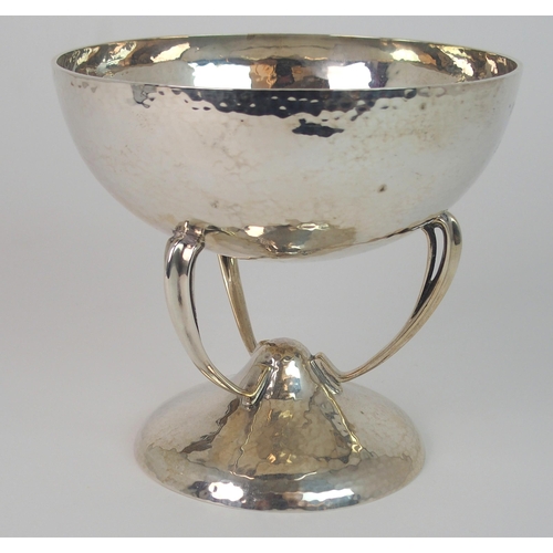 701 - AN ARTS AND CRAFT HAMMERED SILVER BOWL BY JAMES WEIR