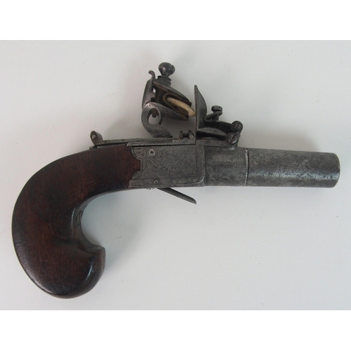 794 - A 19TH CENTURY FLINTLOCK POCKET PISTOL