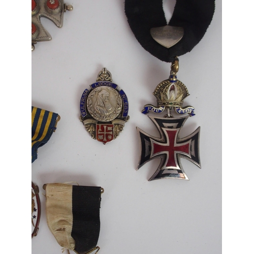 803 - THREE ORDER OF ST. JOHN ENAMEL MALTESE CROSS MEDALS