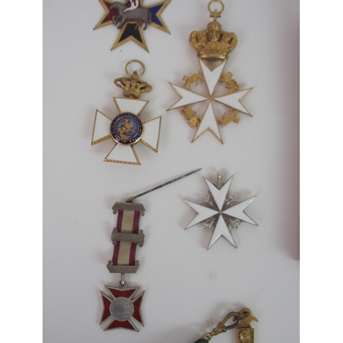 803 - THREE ORDER OF ST. JOHN ENAMEL MALTESE CROSS MEDALS