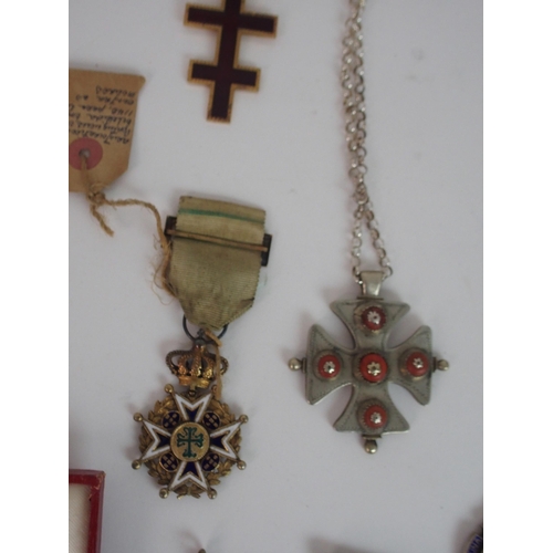 803 - THREE ORDER OF ST. JOHN ENAMEL MALTESE CROSS MEDALS