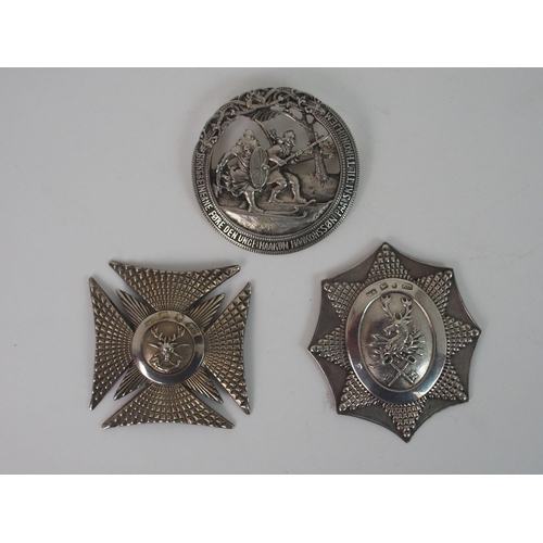 805 - THREE SILVER ORDER OF THE FORRESTERS BREAST OR SASH BADGES