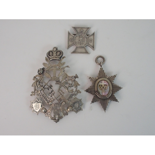 805 - THREE SILVER ORDER OF THE FORRESTERS BREAST OR SASH BADGES