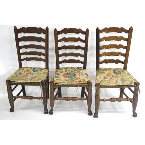 10 - A SET OF EIGHT FARMHOUSE LADDER BACK CHAIRS