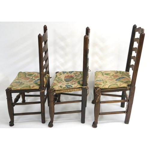 10 - A SET OF EIGHT FARMHOUSE LADDER BACK CHAIRS