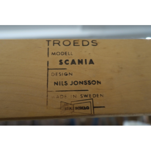 102 - A NILS JONSSON FOR TROEDS MID CENTURY SCANIA TEAK EXTENDING DINING TABLE