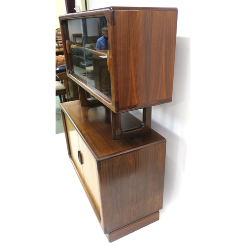 108 - A DYRLUND ROSEWOOD CREDENZA WITH TAMBOUR FRONT ON PLINTH BASE