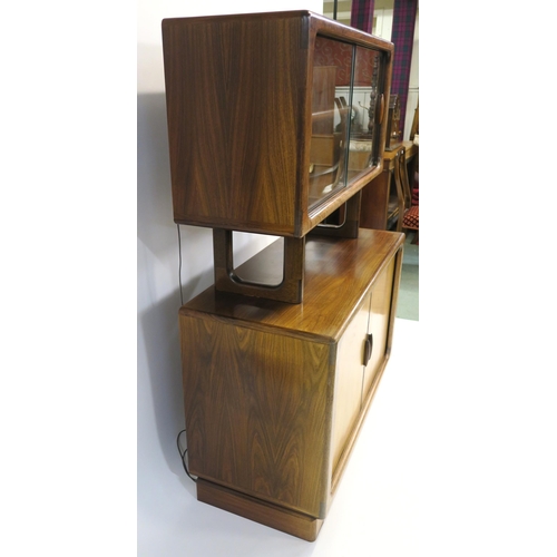 108 - A DYRLUND ROSEWOOD CREDENZA WITH TAMBOUR FRONT ON PLINTH BASE