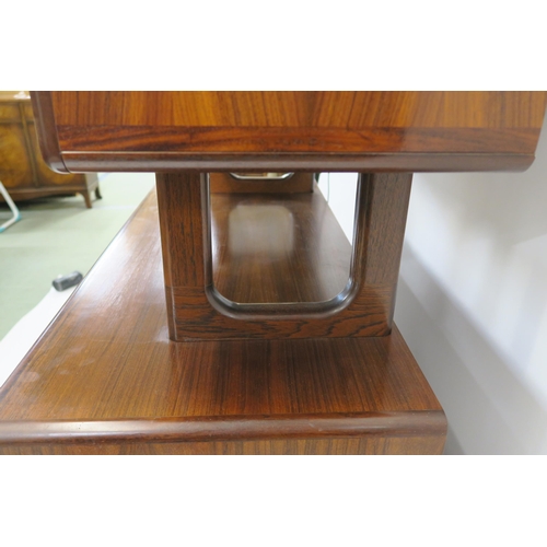 108 - A DYRLUND ROSEWOOD CREDENZA WITH TAMBOUR FRONT ON PLINTH BASE