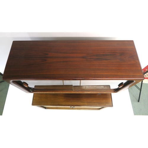 108 - A DYRLUND ROSEWOOD CREDENZA WITH TAMBOUR FRONT ON PLINTH BASE