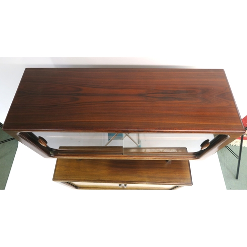 108 - A DYRLUND ROSEWOOD CREDENZA WITH TAMBOUR FRONT ON PLINTH BASE