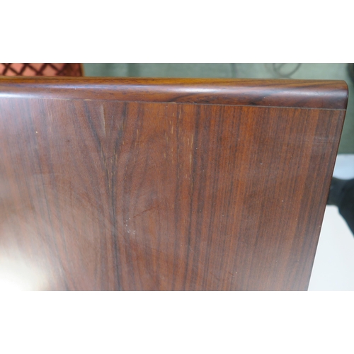 108 - A DYRLUND ROSEWOOD CREDENZA WITH TAMBOUR FRONT ON PLINTH BASE