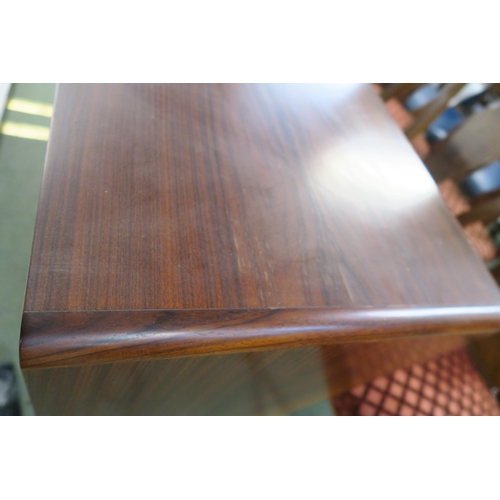 108 - A DYRLUND ROSEWOOD CREDENZA WITH TAMBOUR FRONT ON PLINTH BASE