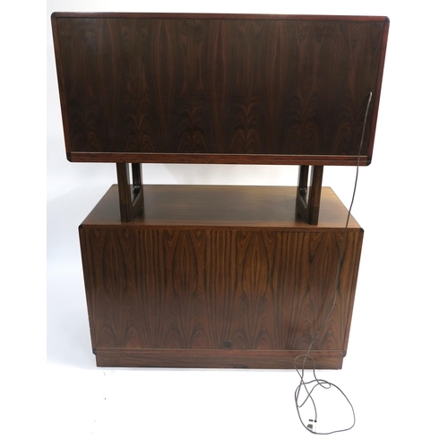 108 - A DYRLUND ROSEWOOD CREDENZA WITH TAMBOUR FRONT ON PLINTH BASE