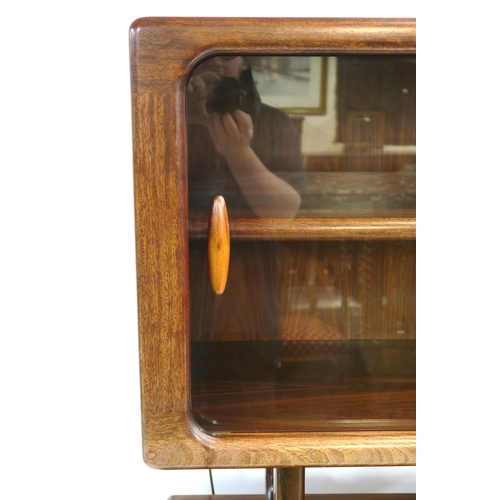 108 - A DYRLUND ROSEWOOD CREDENZA WITH TAMBOUR FRONT ON PLINTH BASE