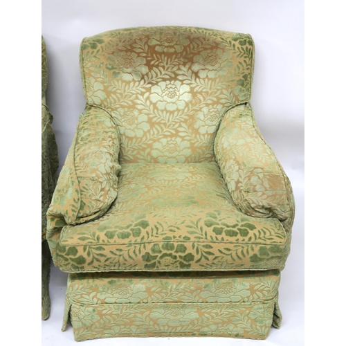 124 - A PAIR OF PETER DUDGEON GREEN UPHOLSTERED ARMCHAIRS