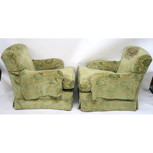 124 - A PAIR OF PETER DUDGEON GREEN UPHOLSTERED ARMCHAIRS