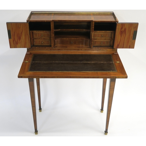 14 - A LOUIS XV STYLE KINGWOOD AND PARQUETRY LADIES WRITING DESK