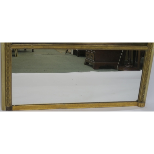 26 - A PAINTED AND GESSO OVERMANTLE MIRROR