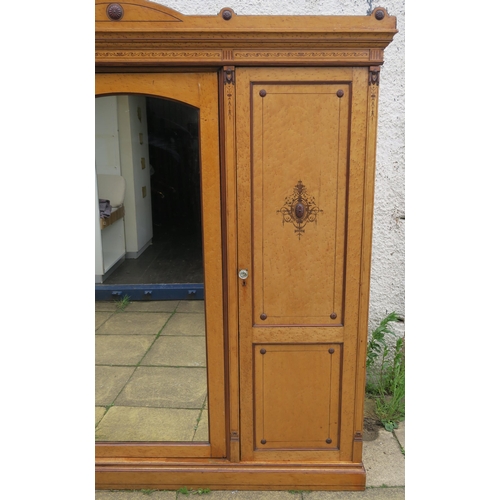 39 - A VICTORIAN BURR MAPLE AND INLAID WARDROBE
