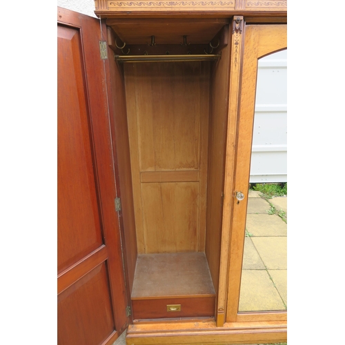 39 - A VICTORIAN BURR MAPLE AND INLAID WARDROBE