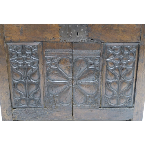 50 - A 16TH CENTURY AND LATER OAK LIVERY CUPBOARD