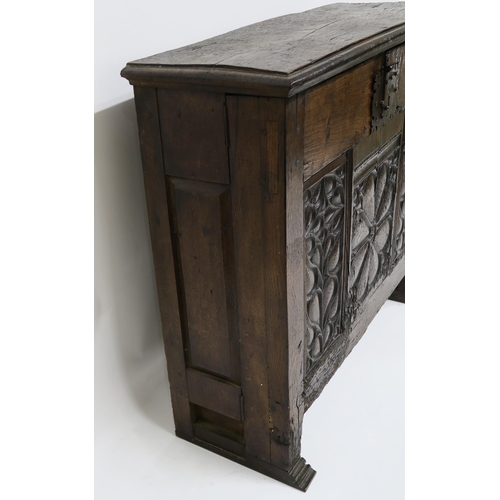50 - A 16TH CENTURY AND LATER OAK LIVERY CUPBOARD