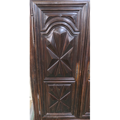 60A - A FRENCH ARMOIRE WITH TWO DOORS WITH SUNBURST PANELS