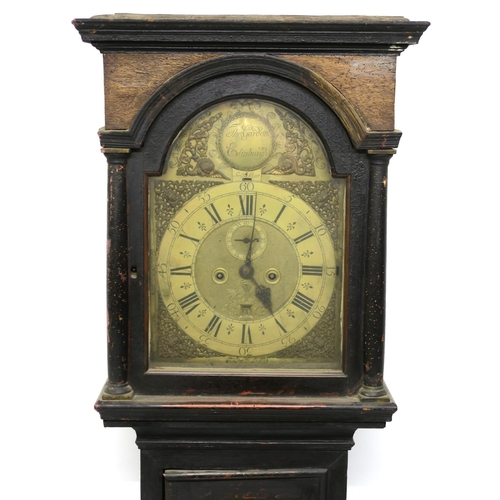 62 - A GEORGIAN LAQUERED LONGCASE CLOCK