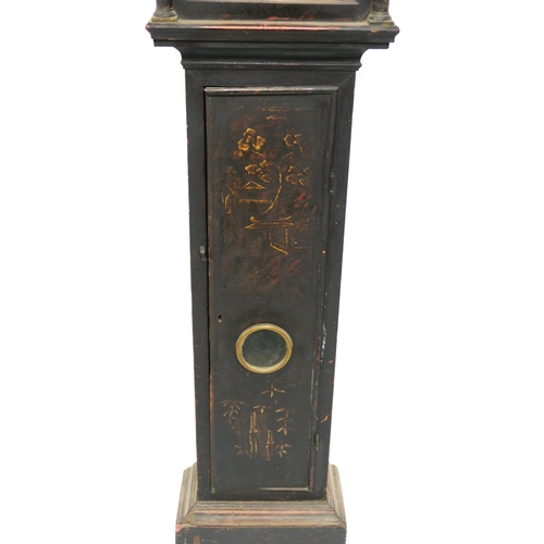 62 - A GEORGIAN LAQUERED LONGCASE CLOCK