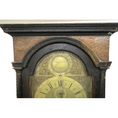 62 - A GEORGIAN LAQUERED LONGCASE CLOCK