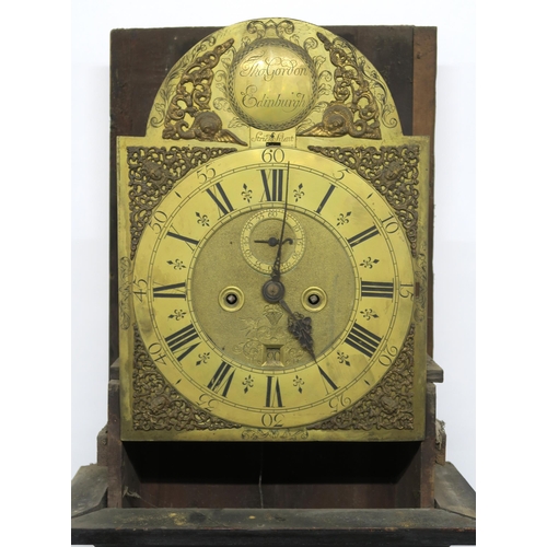 62 - A GEORGIAN LAQUERED LONGCASE CLOCK