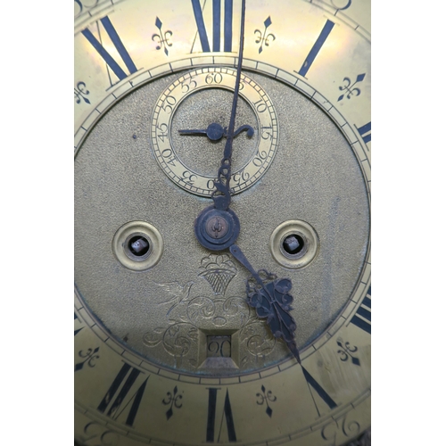 62 - A GEORGIAN LAQUERED LONGCASE CLOCK