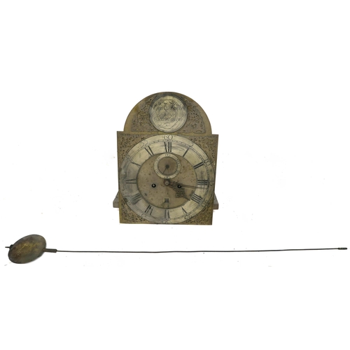 63 - A GEORGIAN BRASS LONGCASE CLOCK FACE