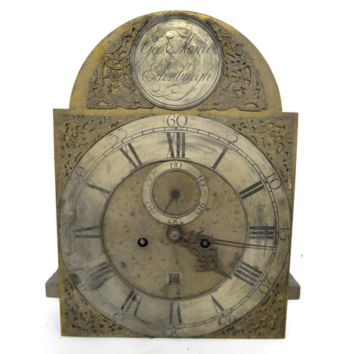 63 - A GEORGIAN BRASS LONGCASE CLOCK FACE