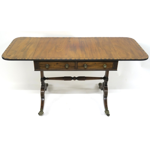 65 - A MAHOGANY AND CROSSBANDED SOFA TABLE