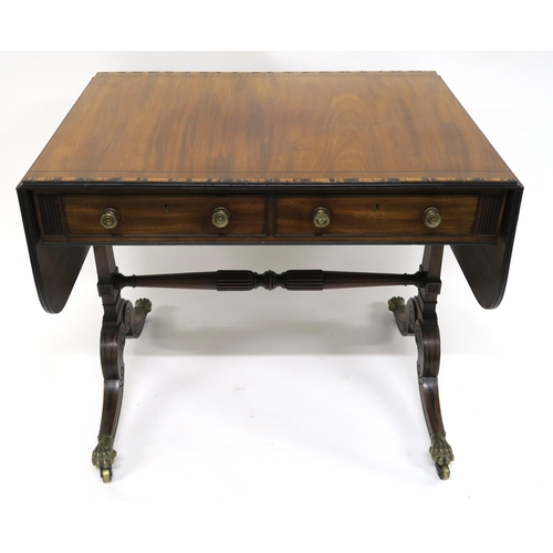 65 - A MAHOGANY AND CROSSBANDED SOFA TABLE