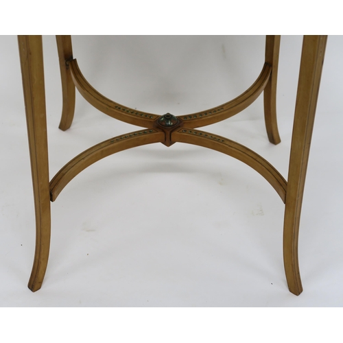 66 - AN EDWARDIAN SATINWOOD AND PAINTED OCCASIONAL TABLE