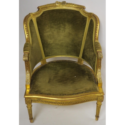 69 - A LOUIS XV STYLE GILTWOOD FAUTEUIL