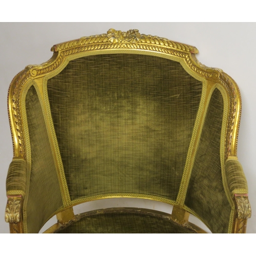 69 - A LOUIS XV STYLE GILTWOOD FAUTEUIL