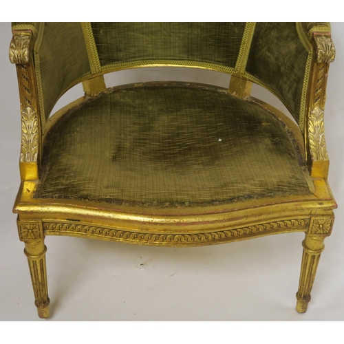 69 - A LOUIS XV STYLE GILTWOOD FAUTEUIL