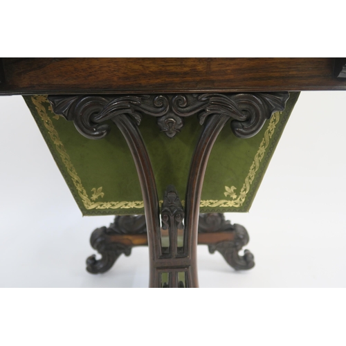 9 - A VICTORIAN ROSEWOOD SEWING TABLE