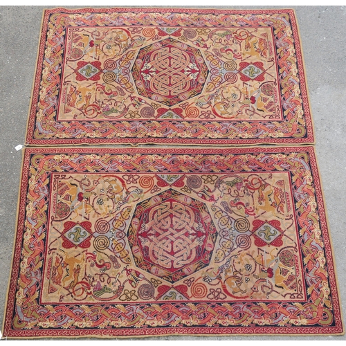 91 - A PAIR OF GEORGE BAIN (1881-1968) FOR QUAYLE & TRANTER LTD  KIDDERMINSTER  CELTIC HUNTING  RUGS