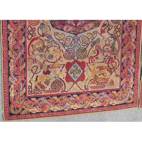 91 - A PAIR OF GEORGE BAIN (1881-1968) FOR QUAYLE & TRANTER LTD  KIDDERMINSTER  CELTIC HUNTING  RUGS